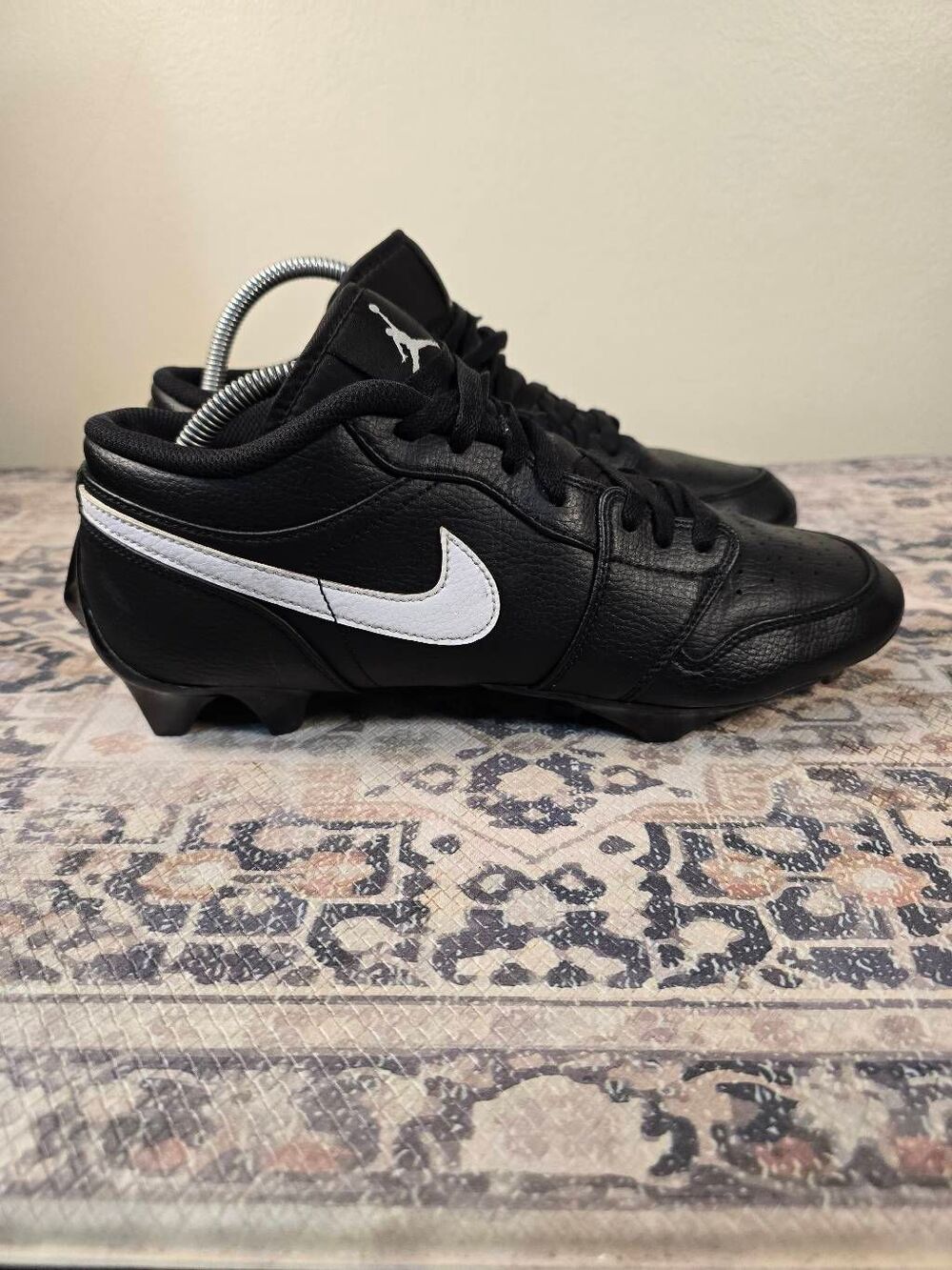 Nike Jordan 1 Low TD Football Cleats Black White FJ6245-001 Men's Size 10.5